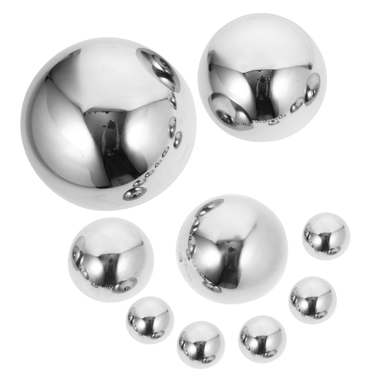 Happyyami Bolas Decorativas De Acero Inoxidable para Jardín, 9 Piezas De Semiesferas De Media Esfera Pulidas, Mult Tamaños (38mm a 160mm) para Decoración Exterior De Patios y Piscinas Efecto Reflejo