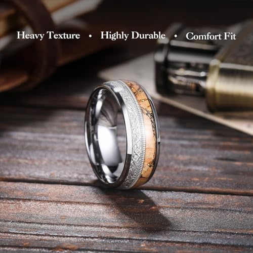 King Will Tungsten Wedding Band for Men 8mm Domed Ring Arrow/Guitar String Inlay Promise Ring for Him Comfort Fit2