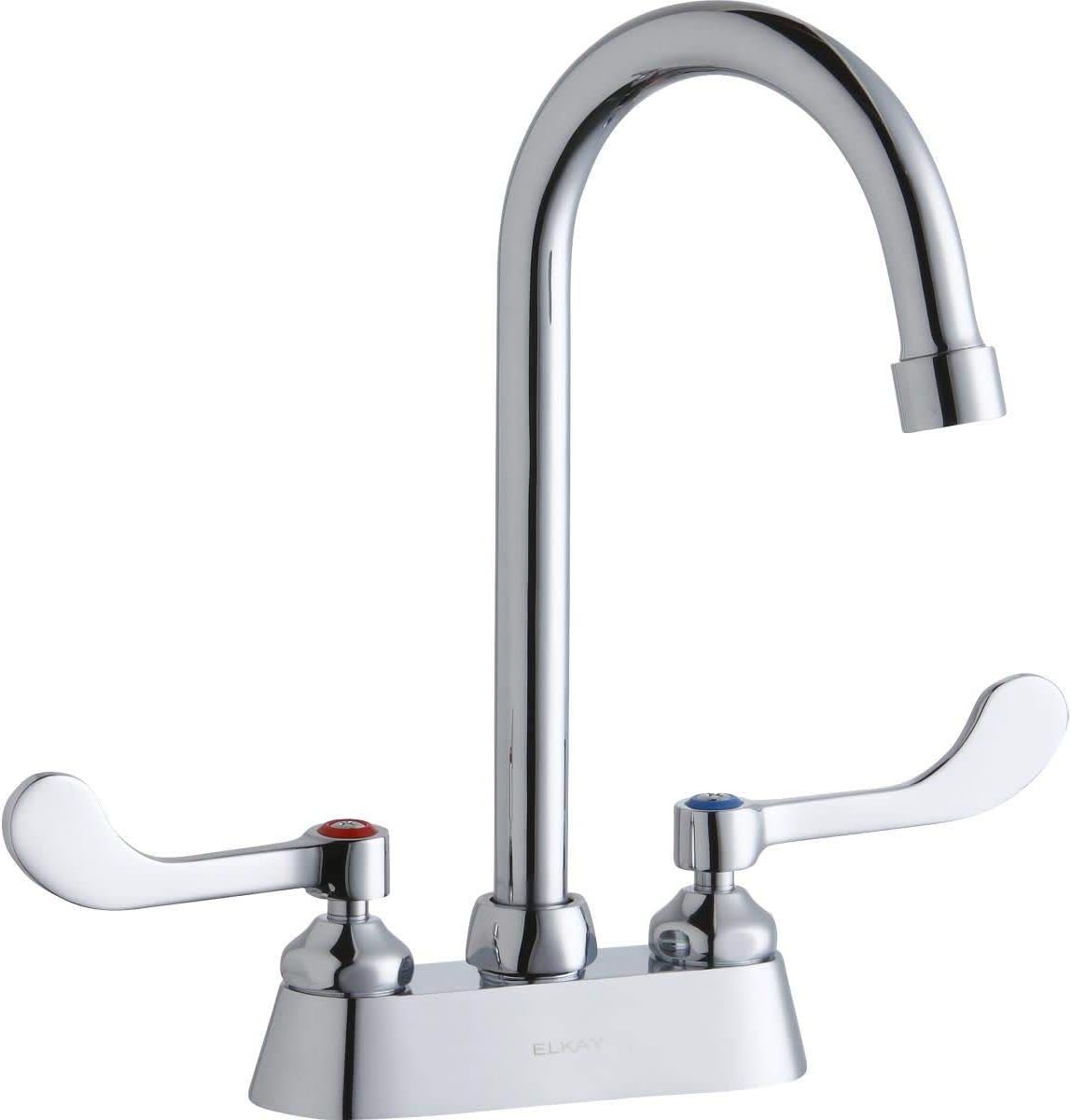 Elkay LK406GN05T4 Centerset Exposed Deck Faucet with 5" Gooseneck Spout and 4" Wristblade Handles, Chrome