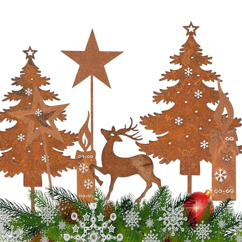Zidoley Gartenstecker Weihnachten Hirsch Deko - Outdoor Weihnachtsdeko...