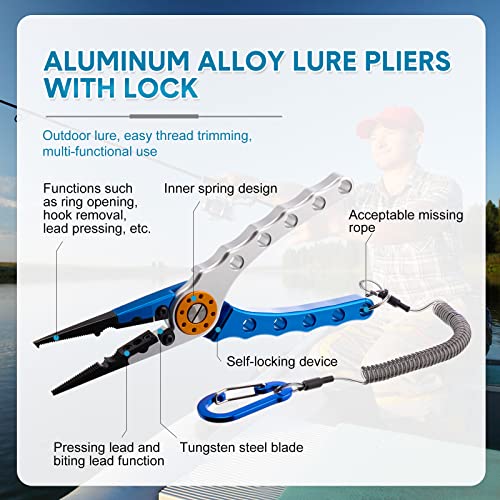 Lasnten 2 Pcs Fishing Pliers Saltwater Braid Cutters 7.8 Inch Fishing Hook Remover Split Ring Fishing Tools With Sheath And Lanyard Gear Gifts For Fish Line Cutting Boat Fly Ice Fishing Accessories #TOP2