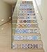 TUOKING 13 Strips Stair Stickers, PVC Home Decor Decals, Self-Adhesive Refurbished Staircase Murals, 39''L x 7''W, Tiles Pattern (Ceramic Tiles Pattern)