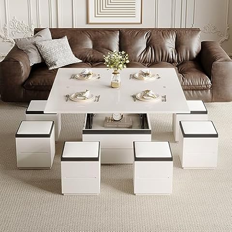 GlimBiz Adjustable Coffee Table with Stools Cover