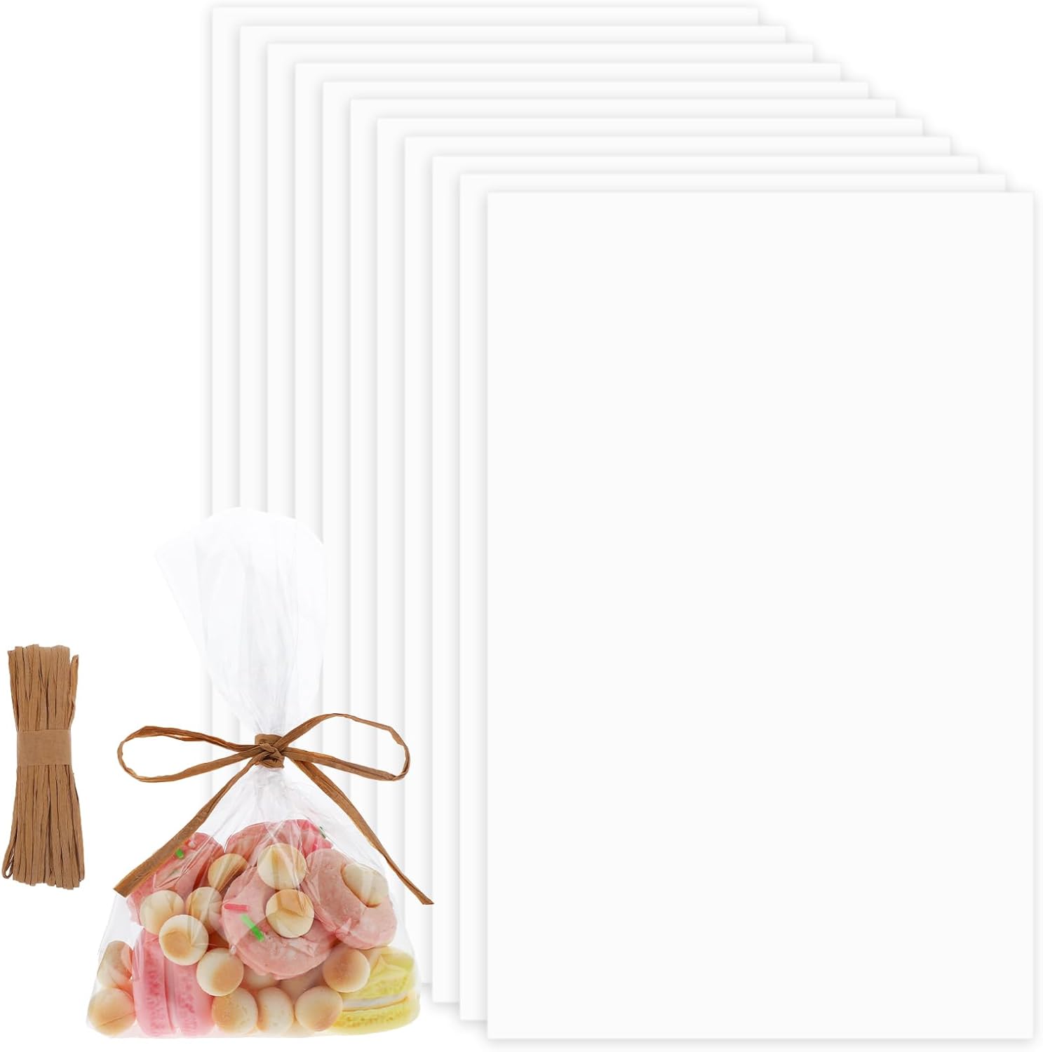 Hariendny 100 Pcs Clear Gift Wrap Treat Bags Cookie