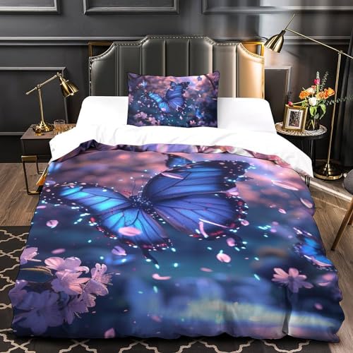 Housse de couette papillon 135x200 microfibre zippée anti-plis - 4