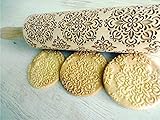 KALEIDOSCOPE Rolling Pin. Laser engraved embossing rolling pin. Baking tool. Engraved kitchen cookie. Wooden rolling pin.