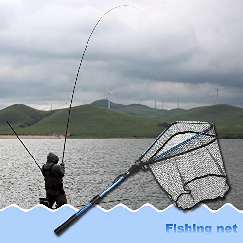 image for Thekuai Fishing Net Fish Landing Net, Foldable Collapsible Telescopic 
