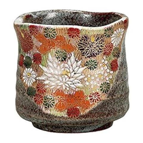 Kutani Japanese Ceramic Porcelain Ware Japanese Tea Cup Yunomi Gold Flowers Japanese Ceramic Hagiyakiya K4-642 Cover