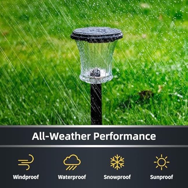 Glass Solar Pathway Lights Outdoor Waterproof, Decor Landscape Lighting with Modular Design, 3000K LED, Auto On/Off Solar Stake Light for Yard Garden Driveway Walkway Lawn, Warm White (3 Pack)