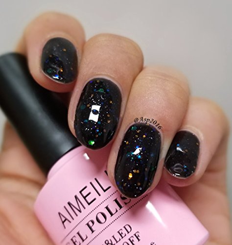 Esmalte de Gel UV LED Negro Diamante Brillante 10ml miniatura 3