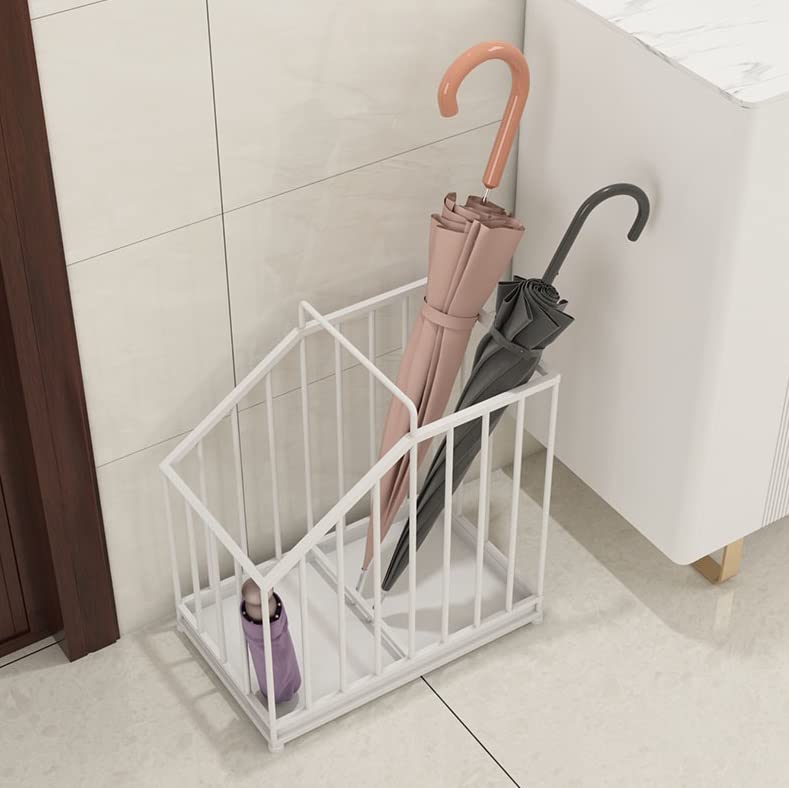 Seau porte-parapluie en fer forgé noir durable et élégant avec poignée