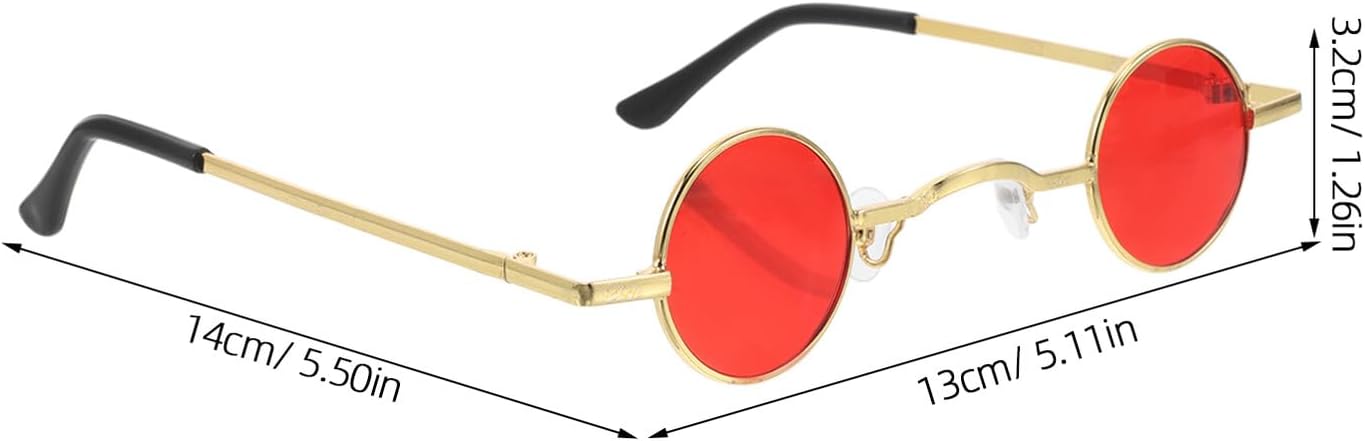 3pcs Vintage Circle Shades Steampunk round Sunglasses Gold Frame Gray Red and Brown Lenses for Men and Women Retro 90's Gothic Eyewear Costume Accessories