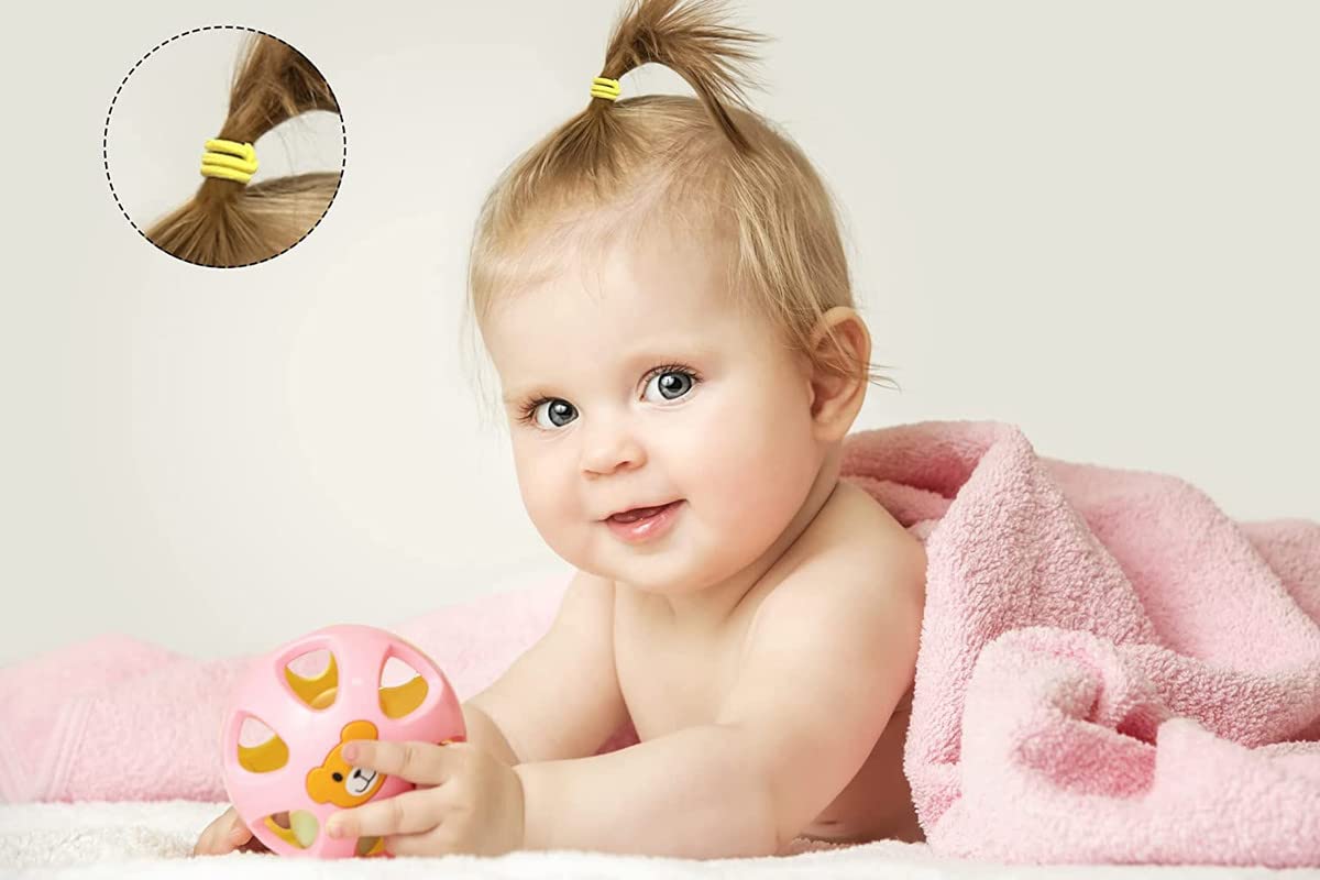 100PCS Baby Toddler Hair Ties, 36 Multicolors Elastic Hair Ties,2cm in Diameter No Crease Finger Hair Elastics Small Ponytail Holders for Kids Girls 4