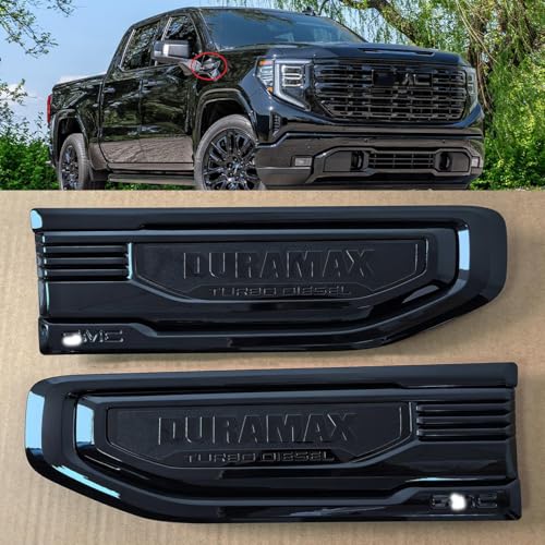 Image of 2pack OEM 2019-2026 Duramax Truck Turbo Vent Emblem Right Left 3D Nameplate Badge Replacement for Sierra 1500 86532091 (Gloss Black)