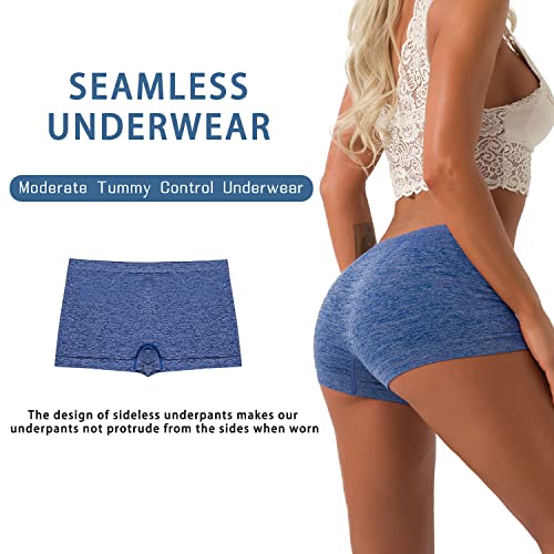 Image of DEEP TOUCH Women Boyshort Underwear Seamless Boxer Panties Breathable Stretch Boxer Briefs for Ladies 5 Pack
