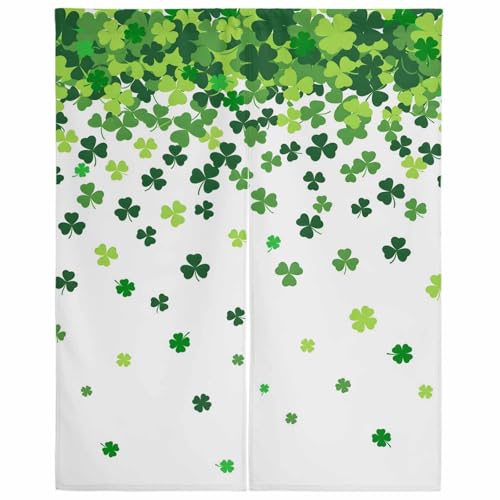 のれん 目隠し 遮光 暖簾 間仕切り 聖パトリックの日 クローバー 田園 白色 厚手 防寒 防音 断熱 ロング 半間のれん リビング 和風 カーテン プライバシー保護 玄関 キッチ リビング 飲食店 出入り口 室内インテリア 温泉 施設向け バスルーム 階