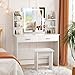 SMOOL Vanity Desk with Lighted Mirror - Makeup Vanity Table with 3 Color Light Options Adjustable Brightness, Vanity with 6 Storage Shelves, 2 Large Drawers, Vanity Set for Girls Women, White