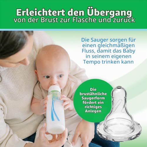 Dr. Brown's Anti-Kollik Options+ Schmale Glas-Babyflasche mit Level 1 Langsamem Durchfluss-Sauger, BPA-frei, 120 ml/4 oz, ab 0 Monaten… – Ansicht 4