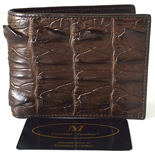 Men's Bifold Crocodile Big Tail Skin Leather Wallet (Dark Brown)3