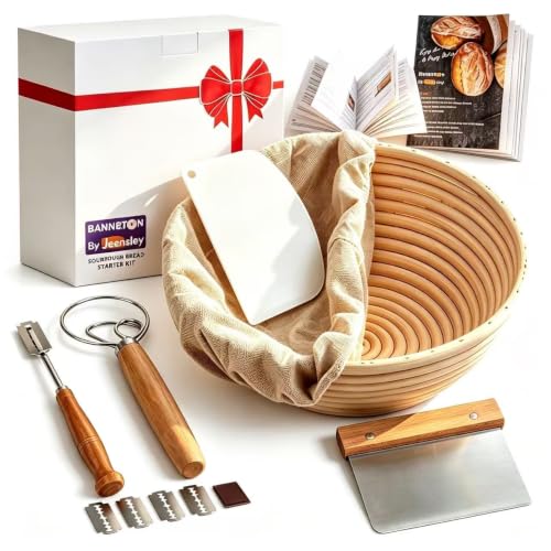 Jeensley Banneton Bread Proofing Basket Set with...