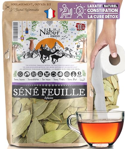 Té de sen 100 g (+67 tazas) BIO, alivia el estreñimiento, infusión laxante, 100% natural, sin aditivos - NABÜR