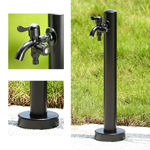 Columna de agua Jardín, Grifo Redondo de Acero Inoxidable Sobre Pie, Grifo y Fuente Exterior Montados en el Suelo, Fuente de agua Jardín(95/37in)