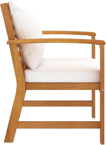 Miniatura 4 de Patio Chairs 2 pcs with Cream Cushion Solid Acacia Wood Backyard Outdoor Chairs Sillas para Comedor Garden Chair for Terrace Beach Study Picnic