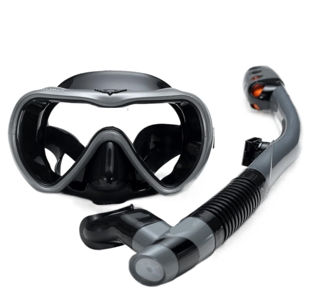 Taucherbrille Auslaufsichere Tauch-Schnorchelmaske Mit Schlagfester Antibeschlag-Schnorchelausrüstung Aus Gehärtetem Glas Tauchmaske (Color : Black, Size : 46 * 17cm)