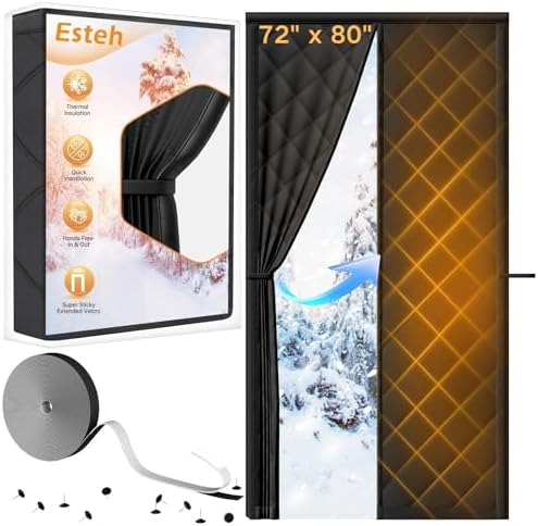 Magnetic Thermal Insulated Door Curtain for Winter Fits Door Size...