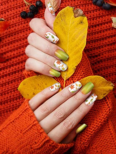 EBANKU 20 Blatt Thanksgiving Full Nail Wrap Nagellack Aufkleber, selbstklebend Full Wrap Nail Art Sticker Herbst Herbst Nagel Aufkleber Streifen Maniküre Kits mit Nagelfeile für Frauen Mädchen – Bild 4