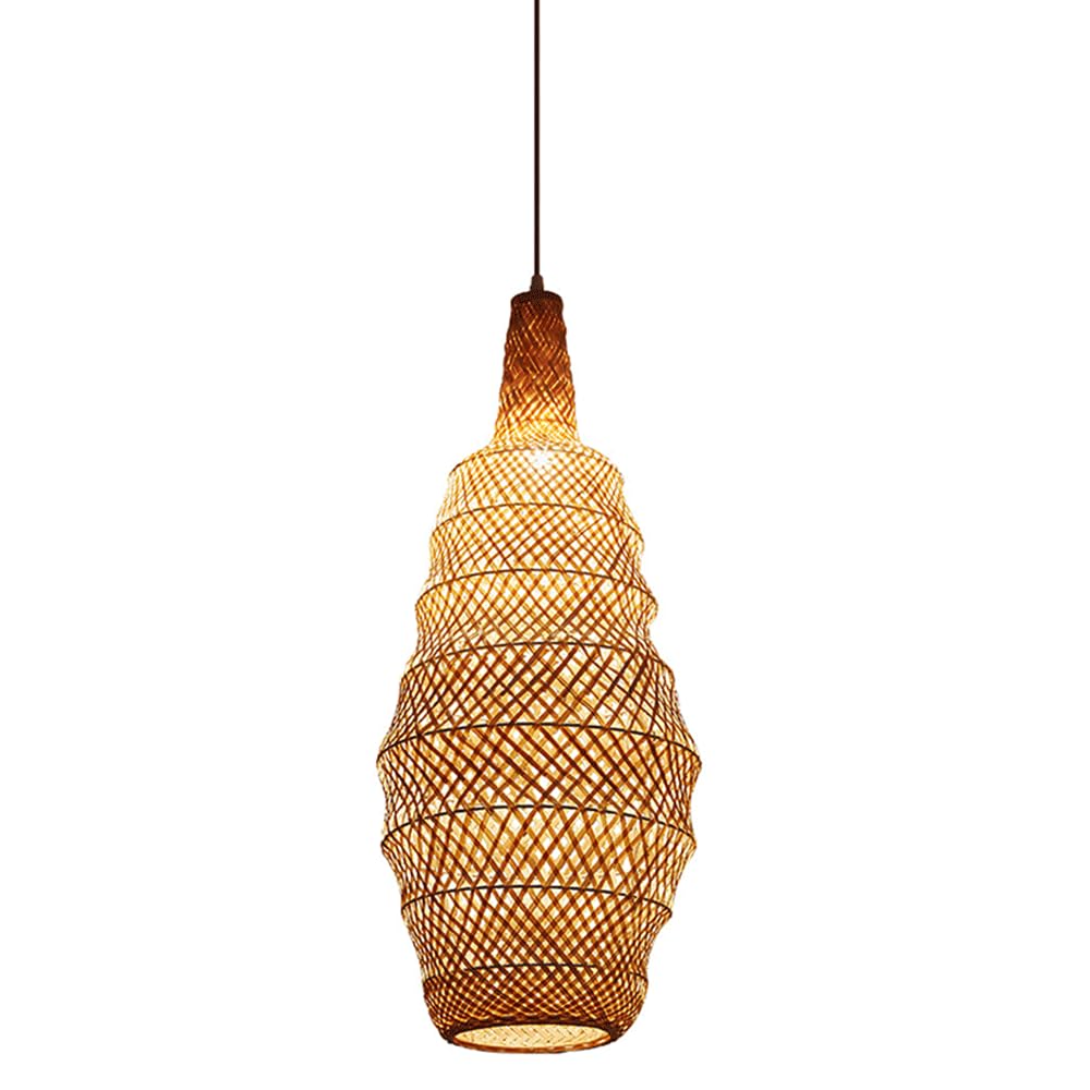 CJSLXGBL Bamboo Farmhouse Chandelier Light Fixtures, Boho Large Pendant Light,Hand Woven Chandeliers,Rustic Chandeliers Hanging Light Fixtures,for Kitchen Island,Dining