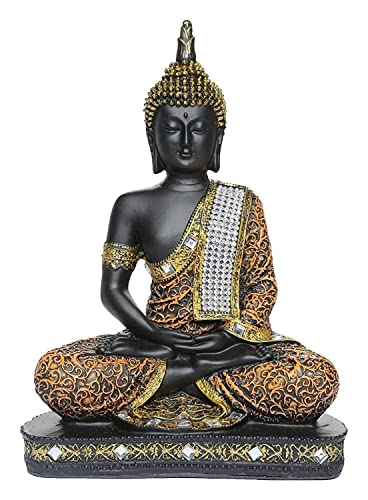 Image of Polyresin Buddha Statue for Home Decor, Gifting Items Buddha Idol Showpiece (Orange and Red)