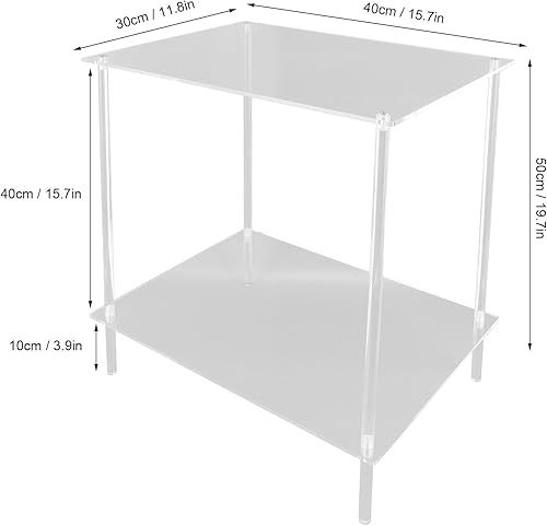 Miniatura 2 de POCREATION Mesa auxiliar acrílica de 2 niveles, ligera y resistente, con suficiente espacio de almacenamiento para sala de estar, dormitorio,