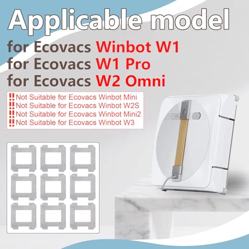 Image of Cleaning Rag for Ecovacs Winbot W2 Omni, W1 Pro, W1 Window Vacuum Cleaner Robot, Washable and Reusable W2 Omni Mop Cloth W1 Mop Pad Accessories 9 Pcs