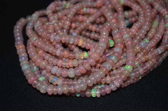 Opal éthiopien perles lisses LKBEADS en rose pêche naturel de haute qualité