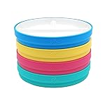 Elk and Friends Kids 7.8 Porcelain White Plates with Silicone Sleeves | Divided Plates | Suitable for Kids/Toddlers | Microwave & Dishwasher Safe | Non Slip | Snack Dishes