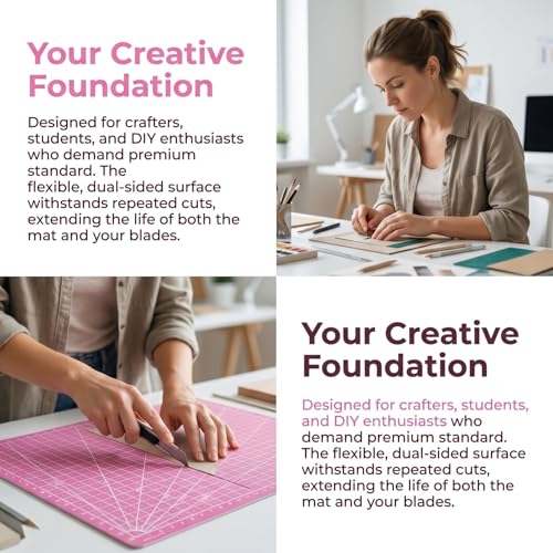 Image of Housoutil A4 Craft Cutting Mat 11.81 X 8.66 X 0.07 in Non-Slip Cutting Pad for Crafts Engraving Art Mat for Sewing Quilting Scrapbooking Diy Art Projects