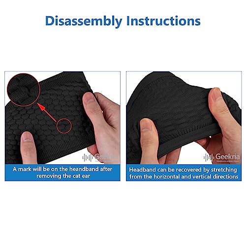 Geekria NOVA Knit Fabric Headband Cover and Cat Ears Attachment Set Compatible with Razer Kraken 7.1 v2, Sony MDR1ABT - Image 4