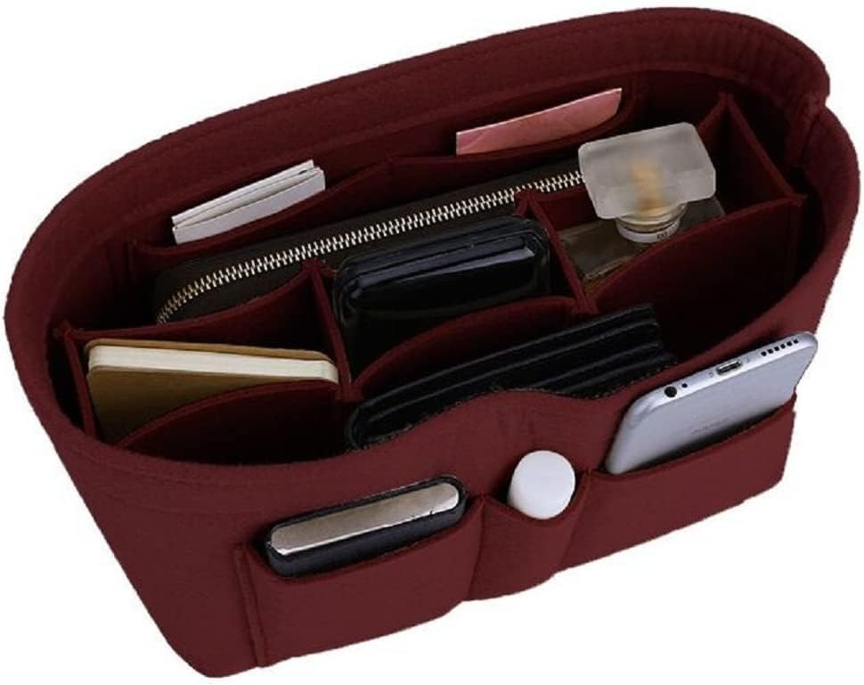 GREENSHEEPGREENSHEEP Women Felt Purse Organizer Storage Bag for Ladies Handbag Tote Bag Glasses Keys- (Maroon, X-Large, 13.4x6.7x7.1 inch)