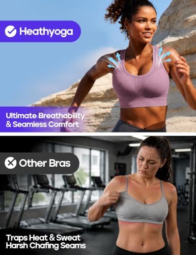 Image of Heathyoga High Impact Sports Bras for Women High Support Padded Sports Bra Pack Racerback Bras for Women Workout Bra Sets