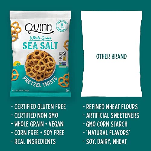 Quinn Gluten Free Pretzel Variety Pack, Sea Salt Pretzel Stick (2 Bags), Sea Salt Pretzel Twist (1 Bag), Touch Of Honey Pretzel Stick (1 Bag), Whole Grain, Corn, Soy & Dairy Free, Non-Gmo, 5.6 Oz – 4 Bags #TOP3