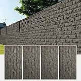 3D Faux Stone Wall Panels Outdoor Indoor, 4 Pack PU Wall Paneling 3D Brick, Decorative Wall Cladding Wainscoting for Home Office Hotel Commercial(Dark Gray)