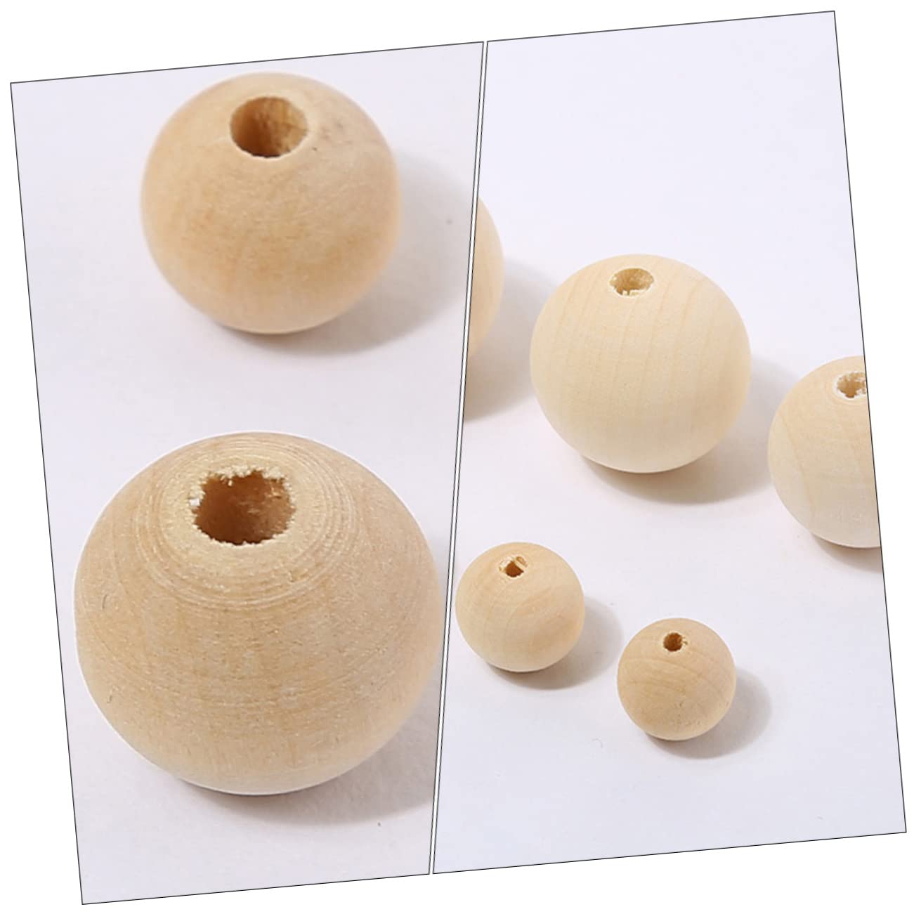 Hohopeti Cuentas Lisas de Sueltas Madera 100 Diy Suaves Agujeros Ideales, para Manualidades, Bisutería para Pulseras y Collares