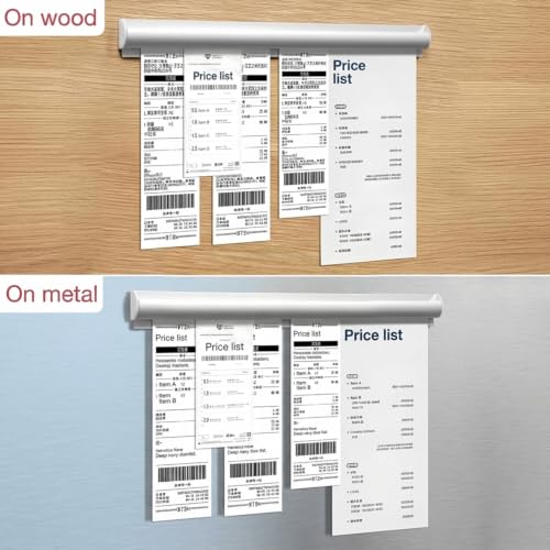 Image of 2 Pack 24 Inch Adhesive Mount Ticket Holders with Pen Slot, No Drill Order Rack for Kitchen, Restaurant, Office, Bars, Cafes, Walls & Refrigerator