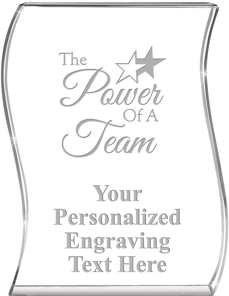 Crown Awards The Power of A Team Wave Acrylic Award, 4" H Personalized Teamwork Award, Engraving Included
