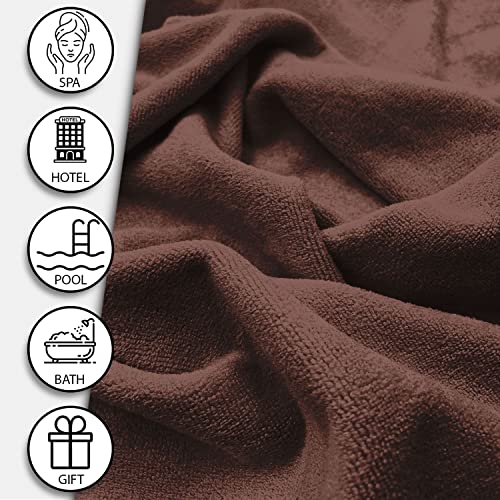 Image of Sassoon Venir Microfiber Bathrobe with Slippers for Men & Women, Unisex Luxury Bathrobe Towel, Spa Robe Combed (Pack of 1) - Cocoa Color