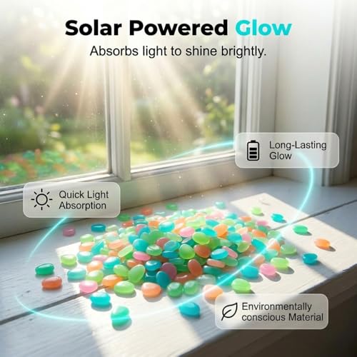 Image of Colorful Glow in the Dark Rocks, 2026 New Outdoor Night Garden River Pebbles, Upgrade Magical Luminous Rocks Gravel Fish Tank Aquarium Stepping Yard Decor (Multicolor-1000pcs)
