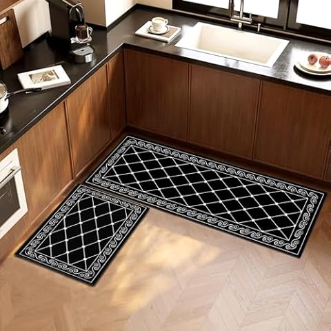 2 Piece Non-Slip Kitchen Rug Set Cover