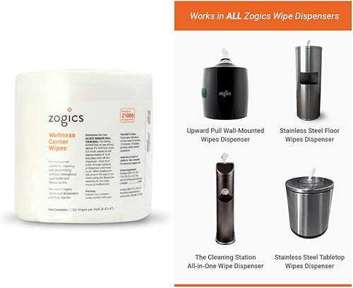Miniatura 5 de Zogics Toallitas de limpieza Wellness Center toallitas de gimnasio para limpiar superficies y equipos, toallitas húmedas presaturadas duraderas y