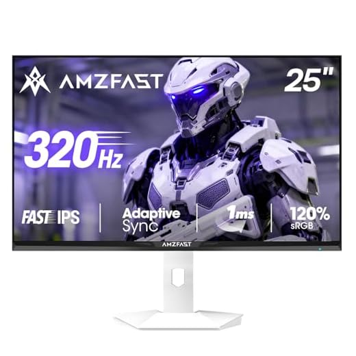 Amzfast 25 inch 320Hz/300Hz/240Hz White Gaming Monitor, FHD 1080P, 0.5ms Fast IPS, TÜV Rheinland Eye Care for Long Term Gaming | AI Crosshair, Adaptive Sync,Night Vision Function (HDMI & DP Cable)